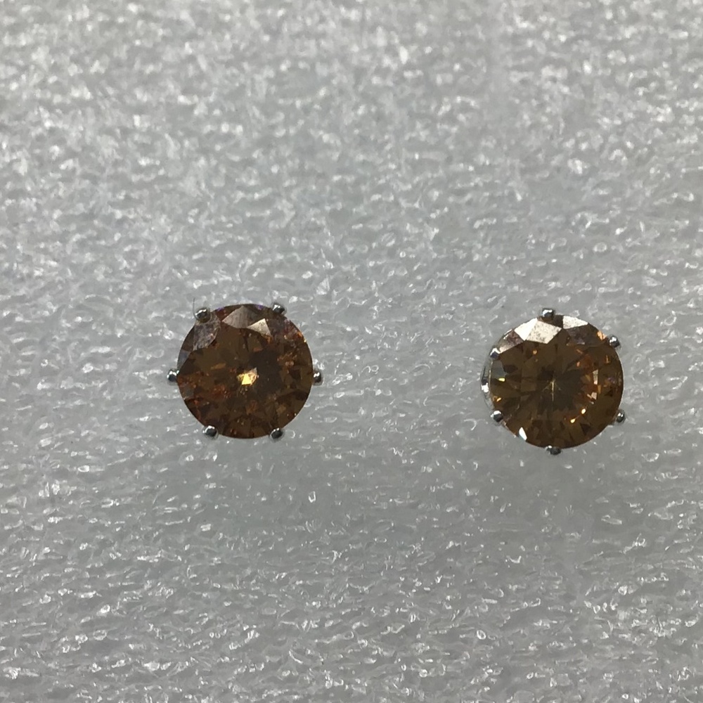 Cubic Zirconia Autumn gold pierced stud earrings